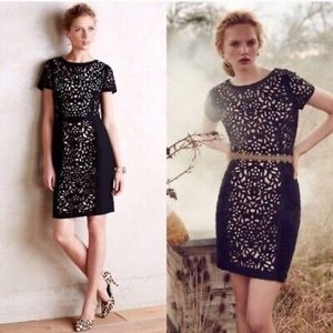 Anthropologie Maeve Laser Cut Basalt Sheath Dress